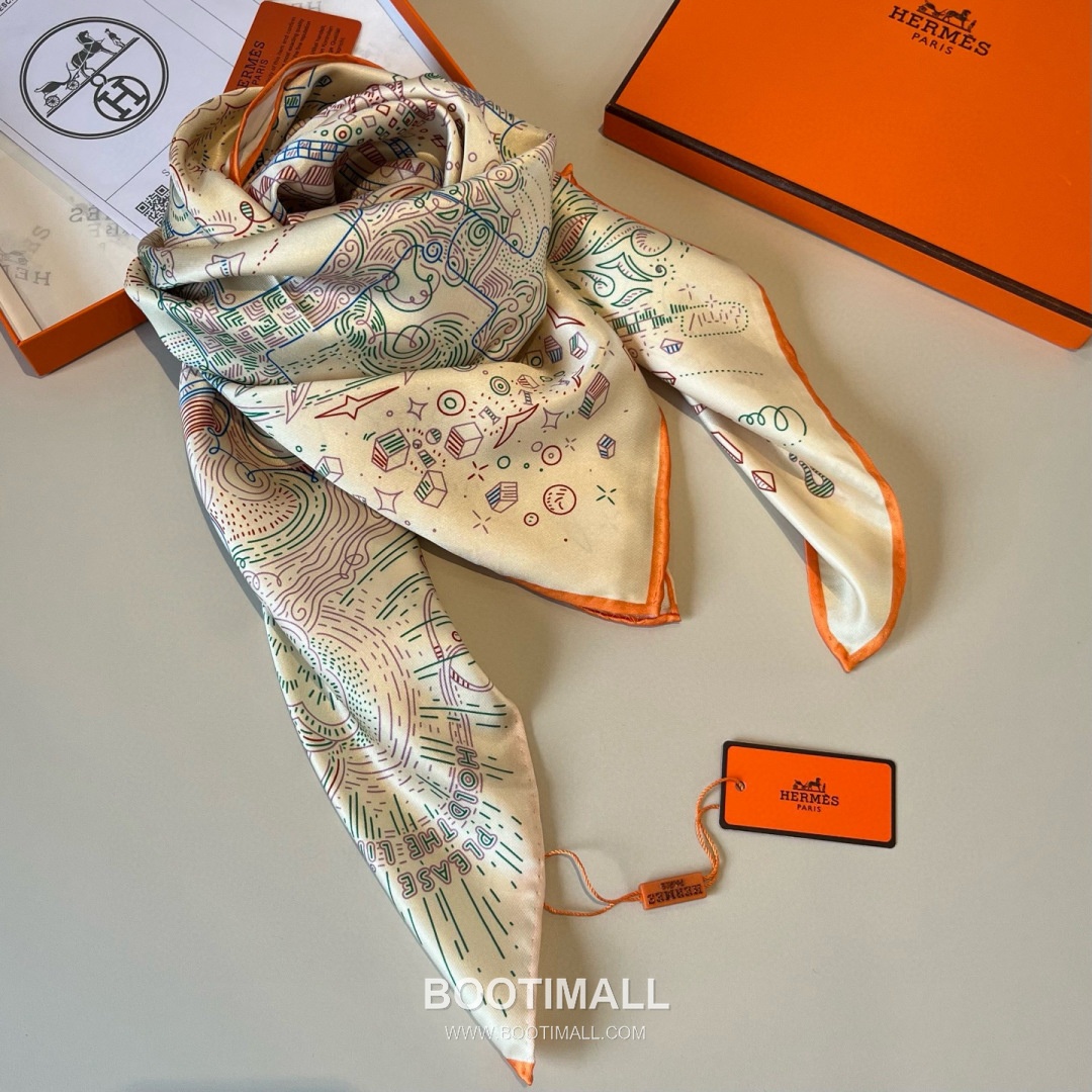 Hermès Getting Connected Silk Square Scarf Print Design 에르메스 커넥팅 테마 실크 스퀘어 스카프 90cm 7