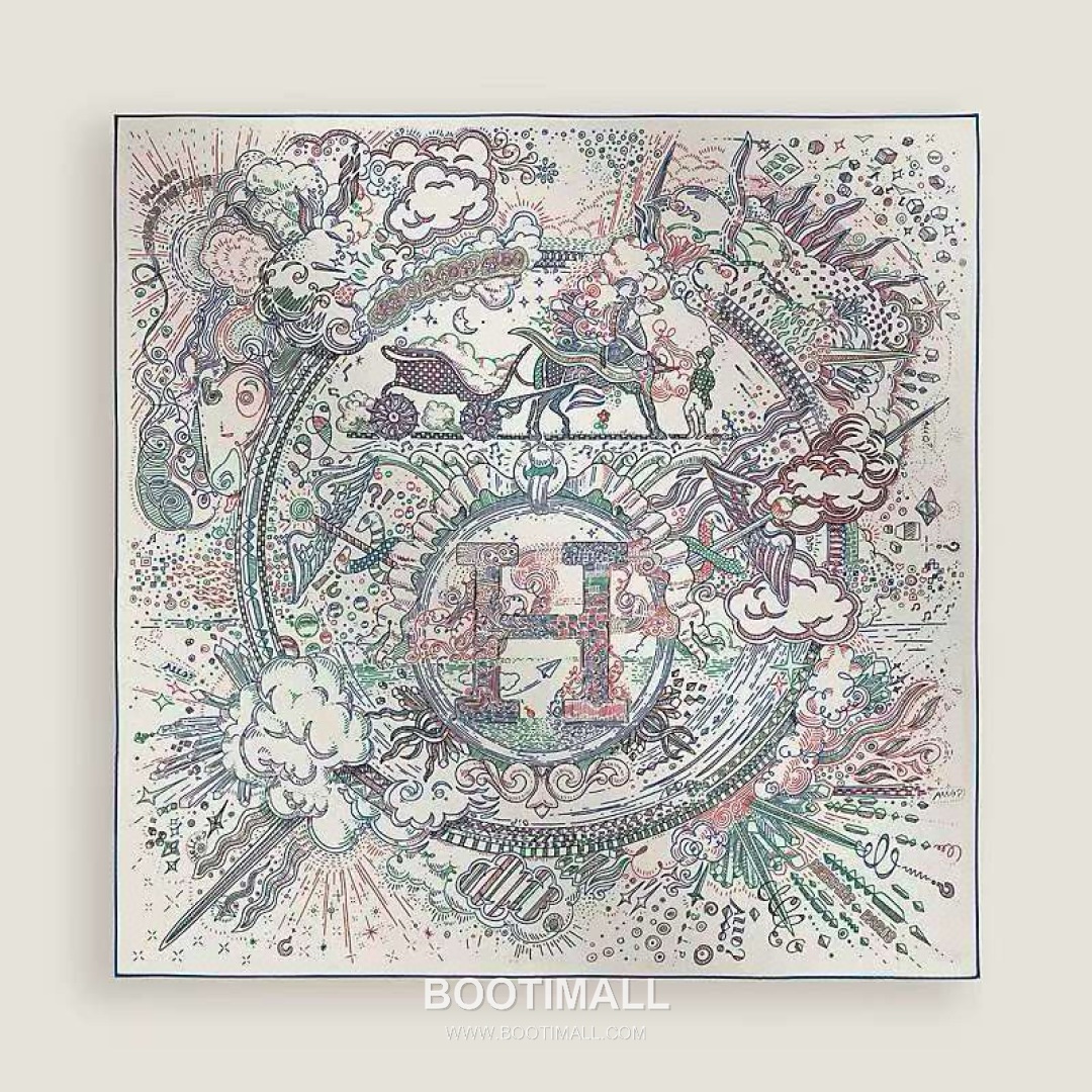 Hermès Getting Connected Silk Square Scarf Print Design 에르메스 커넥팅 테마 실크 스퀘어 스카프 90cm 1