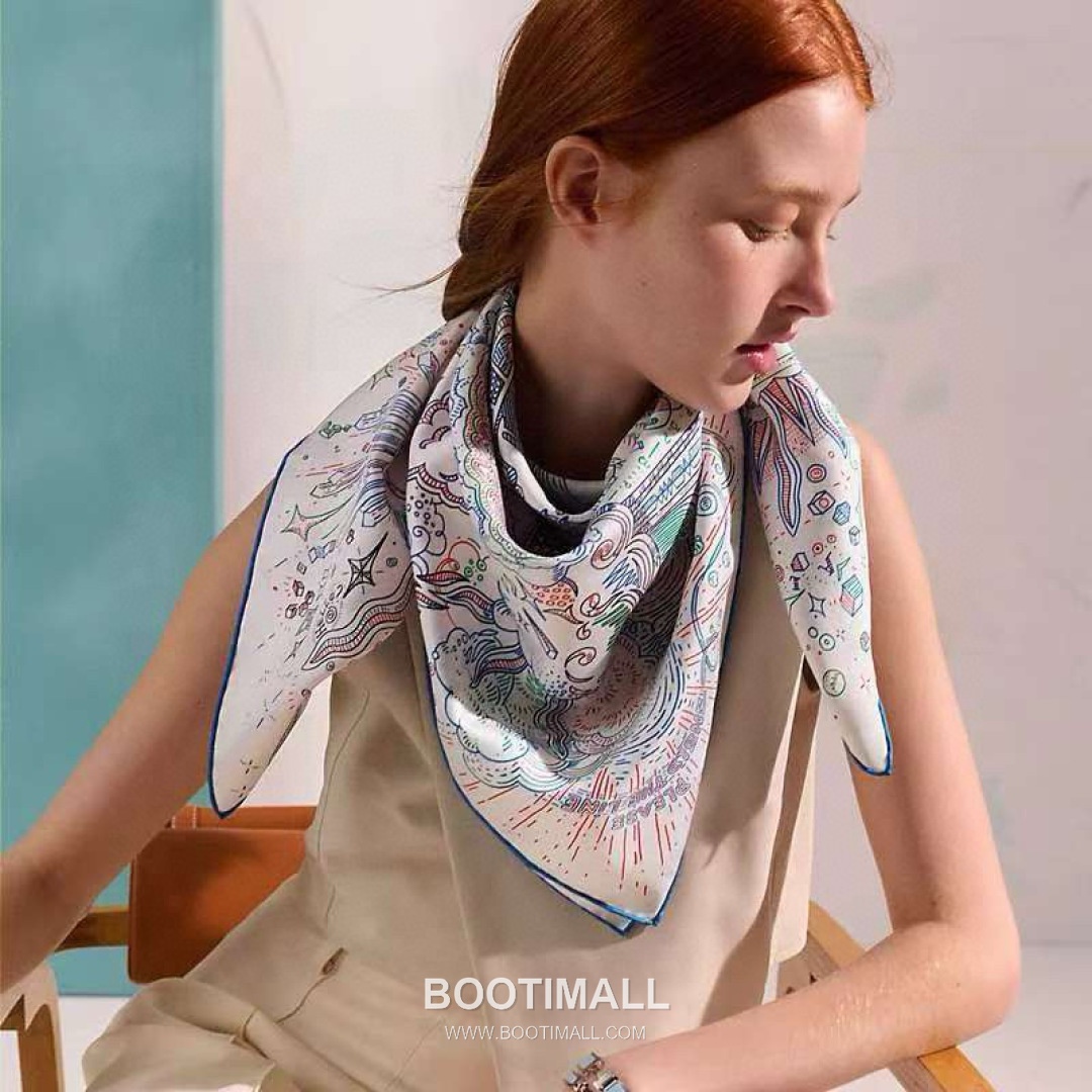 Hermès Getting Connected Silk Square Scarf Print Design 에르메스 커넥팅 테마 실크 스퀘어 스카프 90cm 2