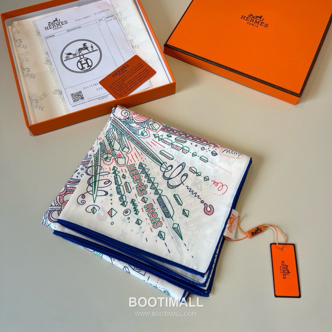 Hermès Getting Connected Silk Square Scarf Print Design 에르메스 커넥팅 테마 실크 스퀘어 스카프 90cm 5