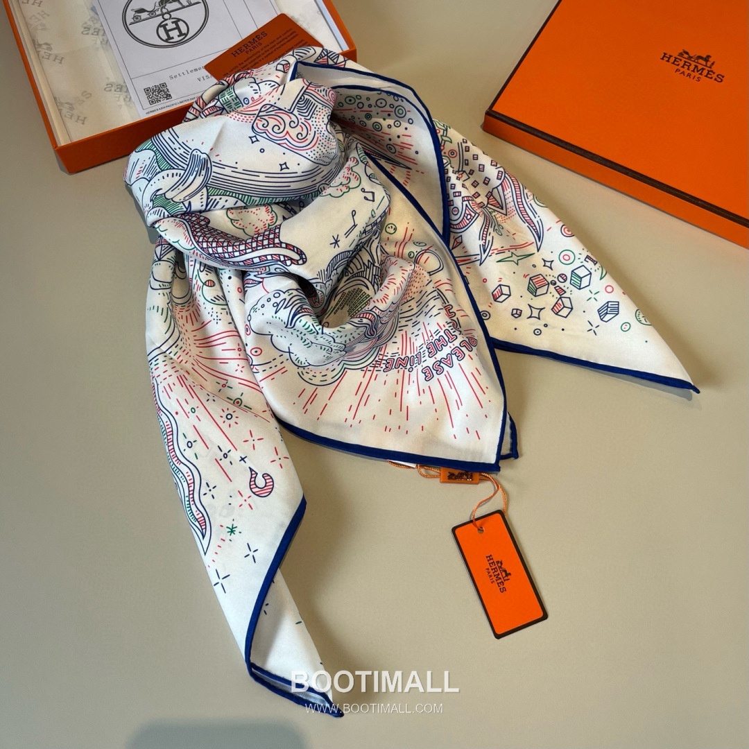 Hermès Getting Connected Silk Square Scarf Print Design 에르메스 커넥팅 테마 실크 스퀘어 스카프 90cm 7