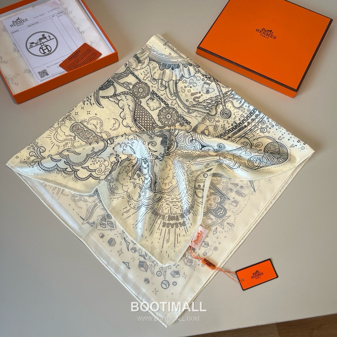 Hermès Getting Connected Silk Square Scarf Print Design 에르메스 커넥팅 테마 실크 스퀘어 스카프 90cm 4