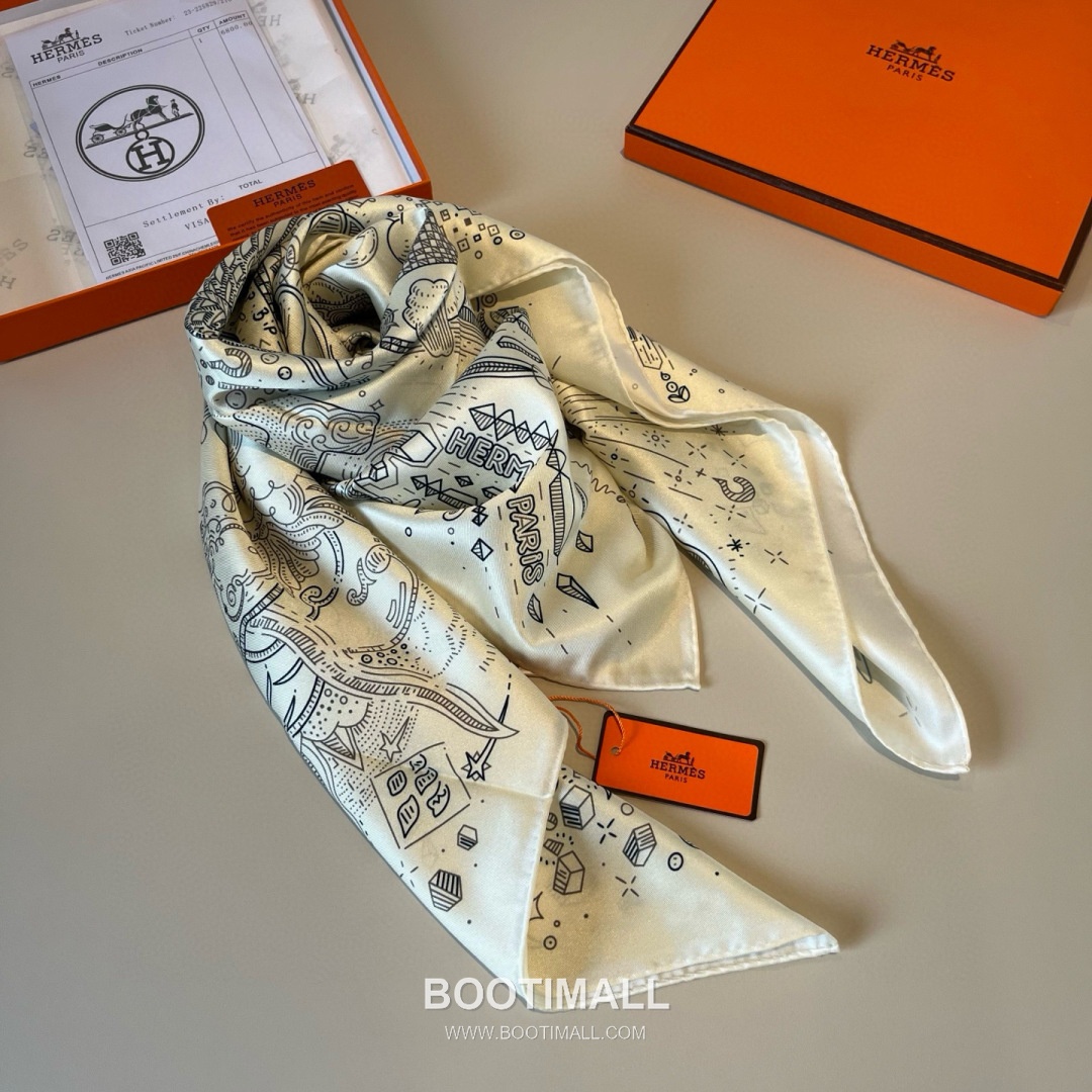 Hermès Getting Connected Silk Square Scarf Print Design 에르메스 커넥팅 테마 실크 스퀘어 스카프 90cm 7