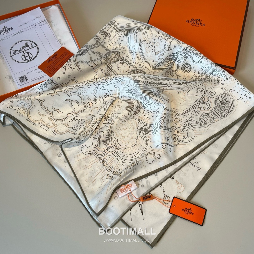 Hermès Getting Connected Silk Square Scarf Print Design 에르메스 커넥팅 테마 실크 스퀘어 스카프 90cm 4