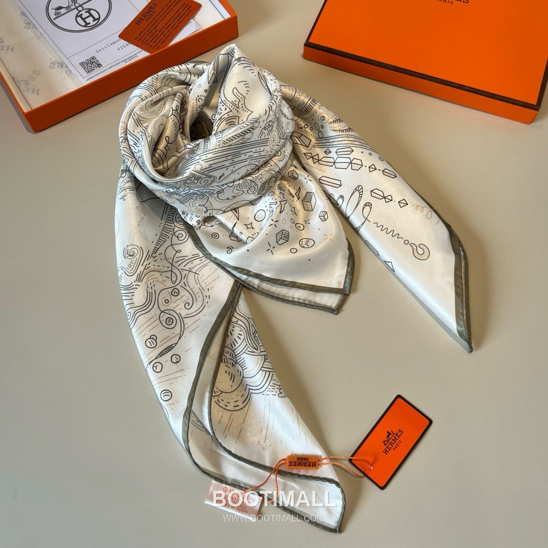 Hermès Getting Connected Silk Square Scarf Print Design 에르메스 커넥팅 테마 실크 스퀘어 스카프 90cm 7