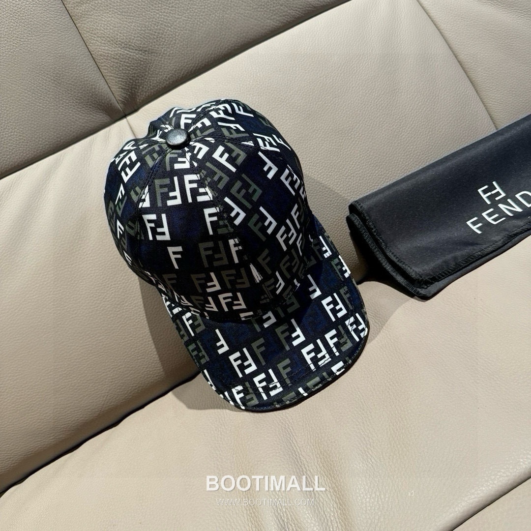 Fendi FF Jacquard Canvas Leather Trim Baseball Cap 펜디 FF 자카드 캔버스 레더 트림 베이스볼 캡 1