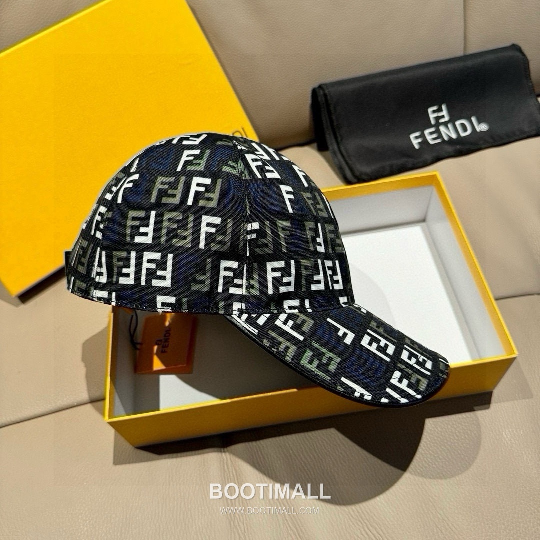 Fendi FF Jacquard Canvas Leather Trim Baseball Cap 펜디 FF 자카드 캔버스 레더 트림 베이스볼 캡 4
