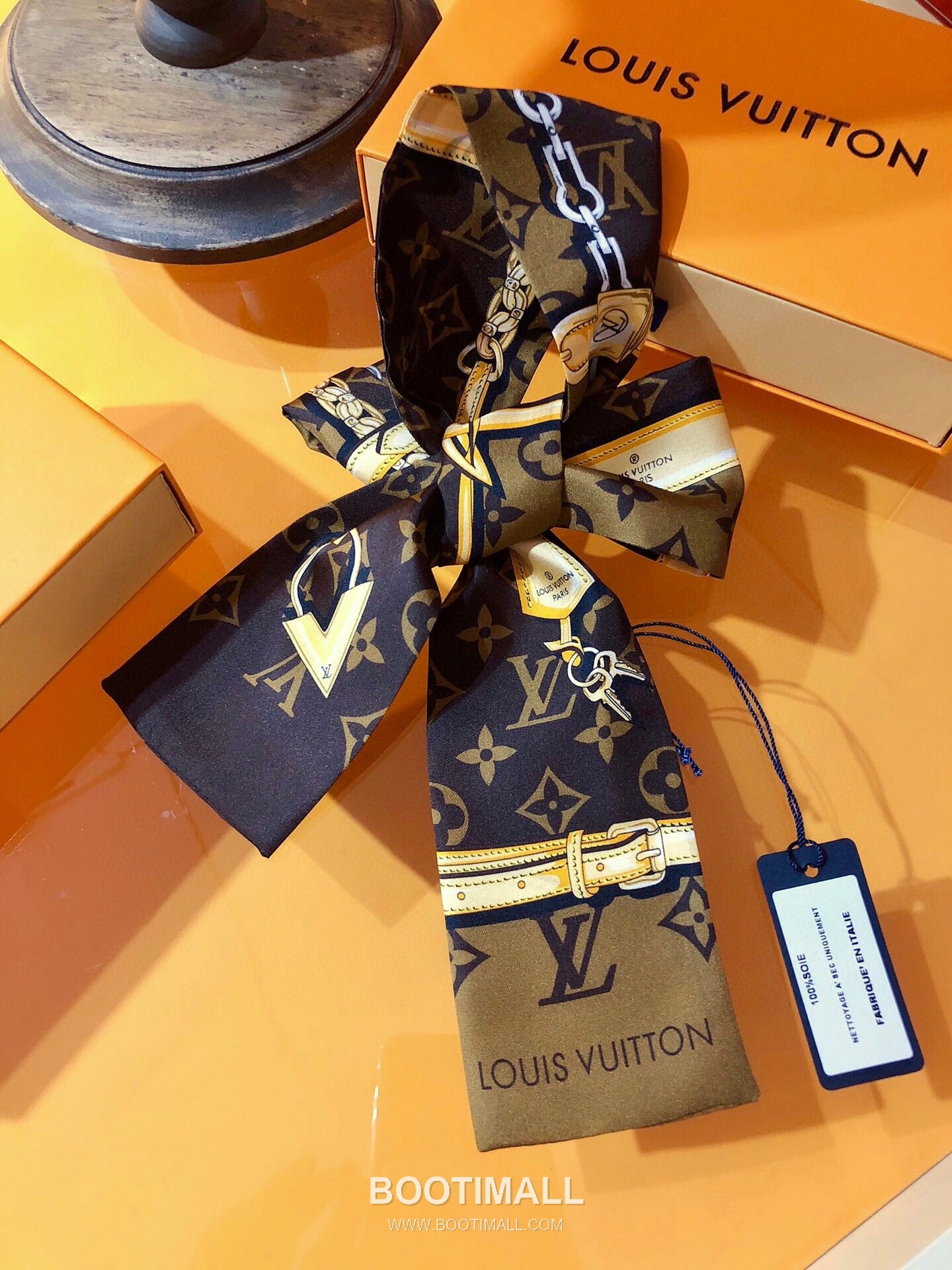 Louis Vuitton Monogram Confidential Silk Double Sided Twilly Scarf 100% Silk Print Scarf 루이비통 모노그램 컨피덴셜 실크 더블사이드 트윌리 스카프 PLV2217 120cm 6