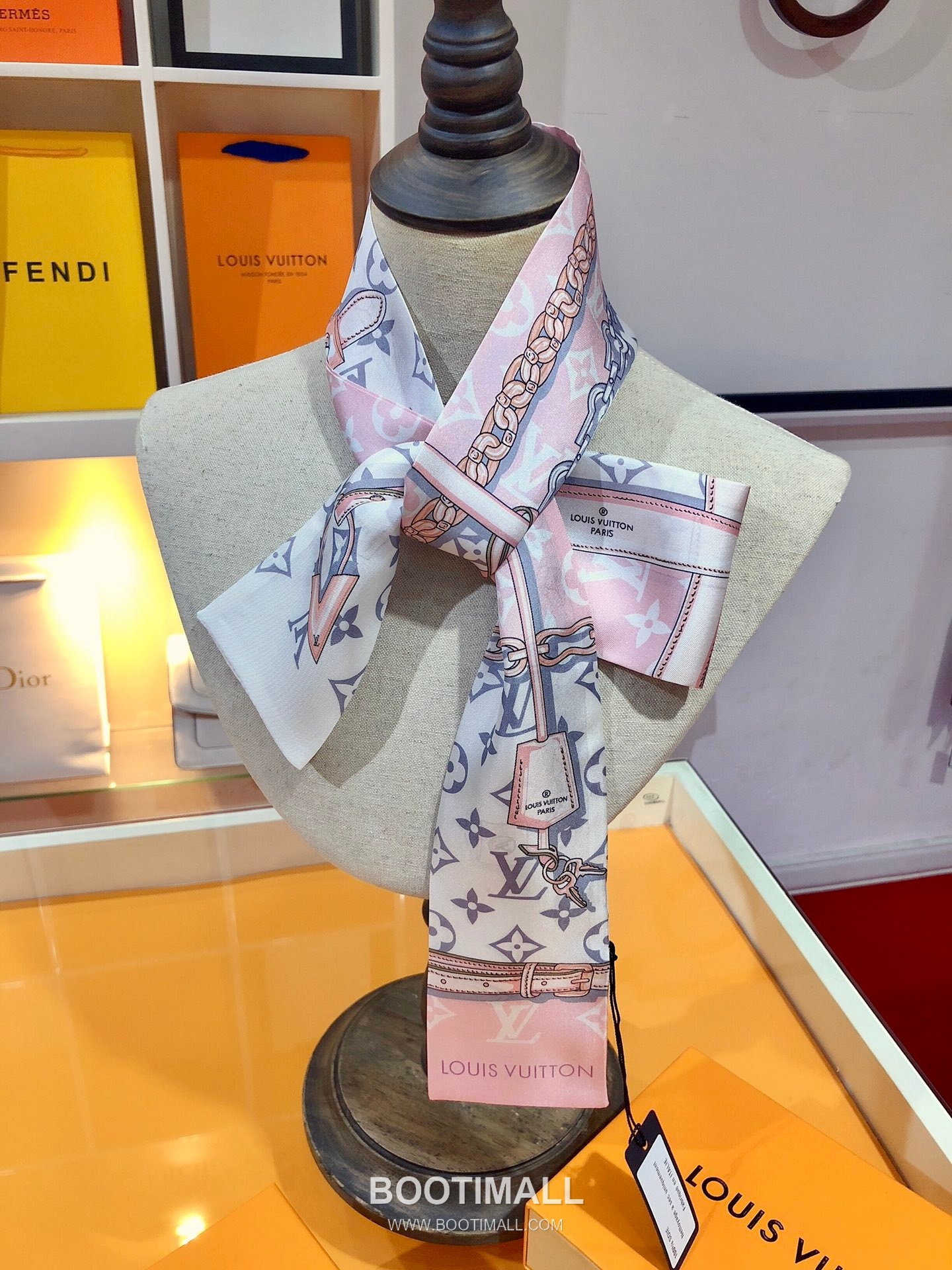 Louis Vuitton Monogram Confidential Silk Double Sided Twilly Scarf 100% Silk Print Scarf 루이비통 모노그램 컨피덴셜 실크 더블사이드 트윌리 스카프 PLV2217 120cm 7