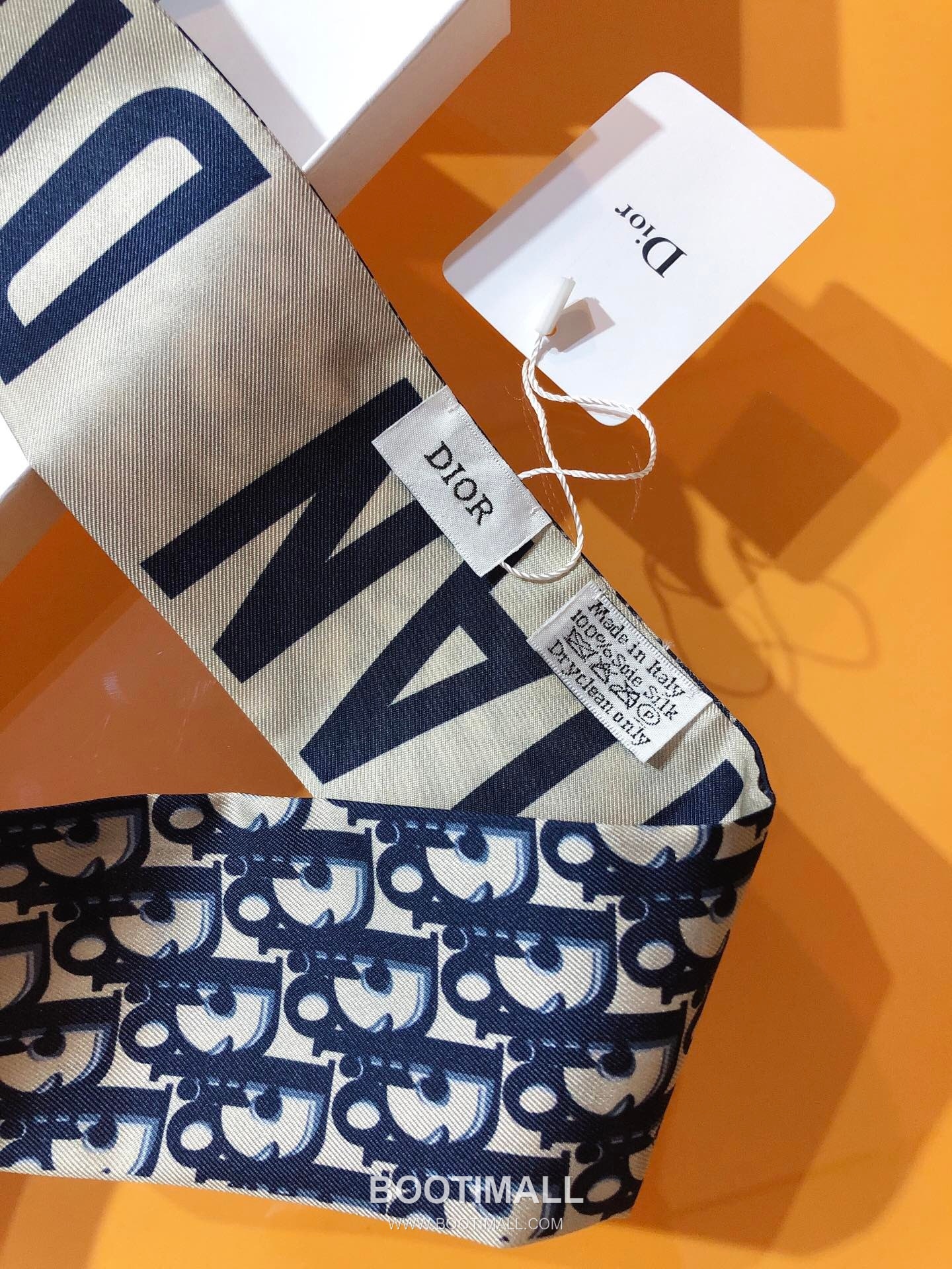 Dior 30 Montaigne Houndstooth Silk Double Sided Twilly Scarf 100% Silk Print Scarf 디올 30 몽테뉴 하운드투스 실크 더블사이드 트윌리 스카프 PDO2209 105cm 5