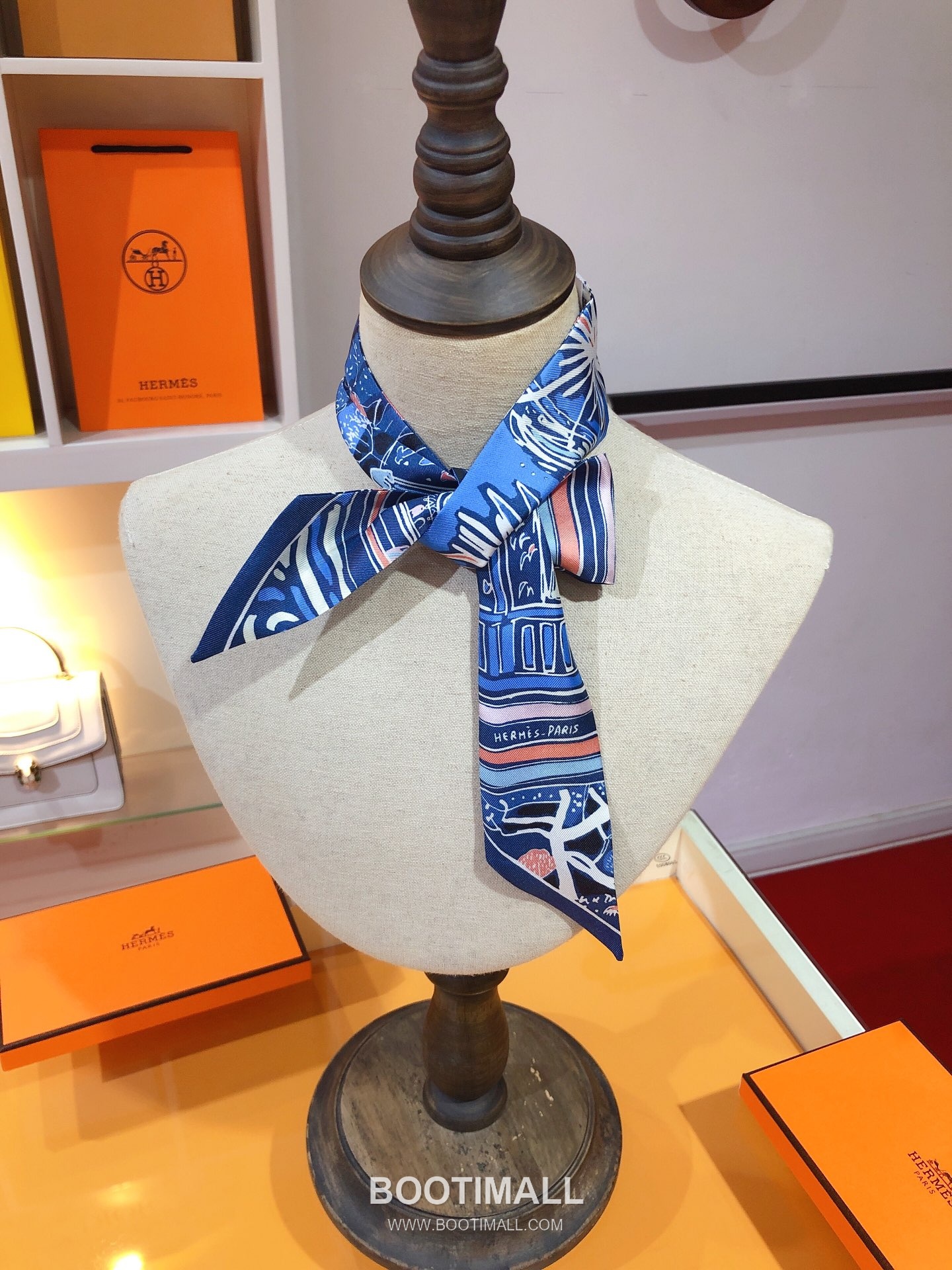 Hermes Splendid Bridle Floral Silk Twill Double Sided Twilly Scarf 100% Silk Print Scarf 에르메스 스플렌디드 브라이들 플로럴 실크 트윌 더블사이드 트윌리 스카프 PHMS2520 86cm 7