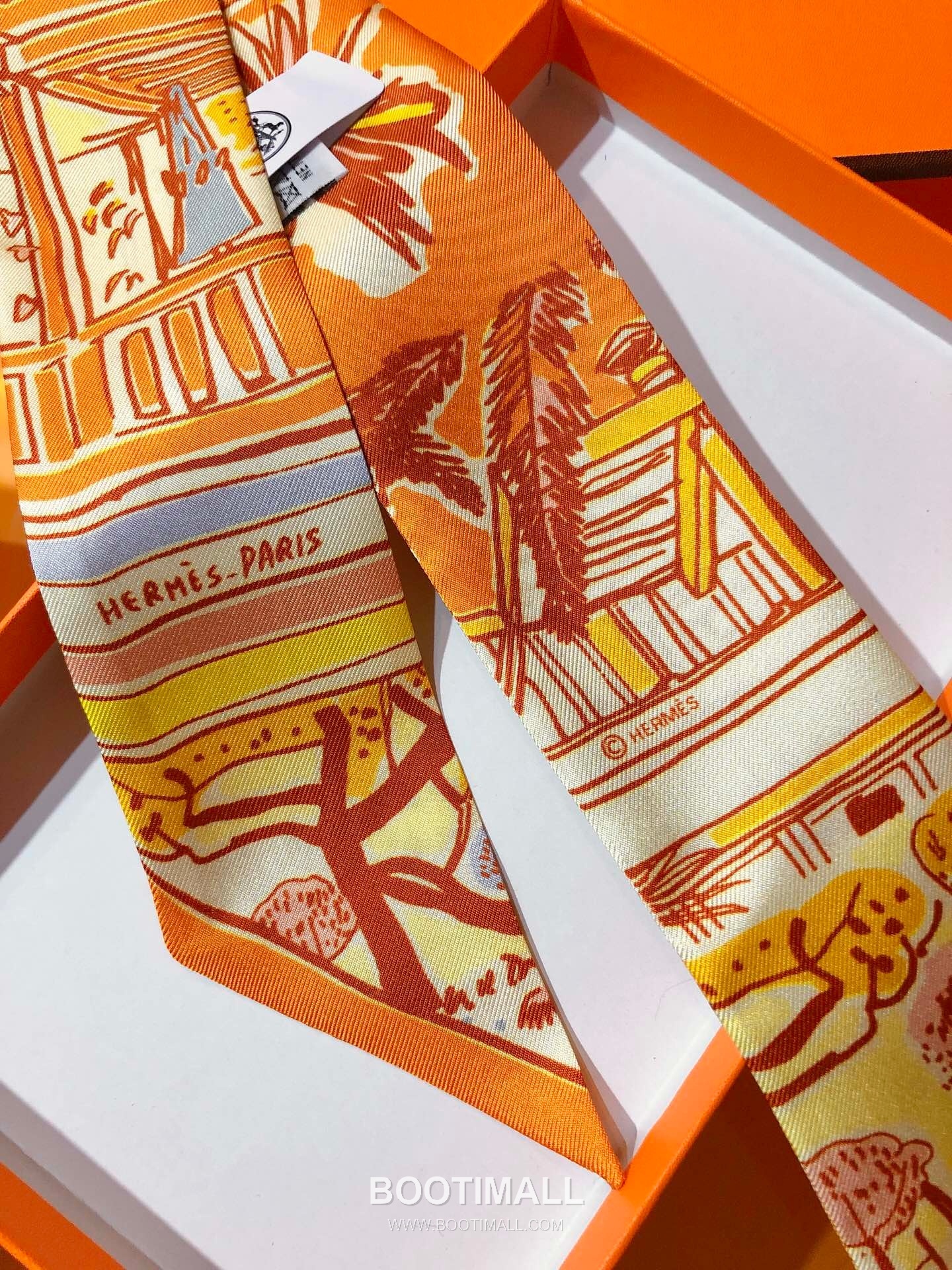 Hermes Splendid Bridle Floral Silk Twill Double Sided Twilly Scarf 100% Silk Print Scarf 에르메스 스플렌디드 브라이들 플로럴 실크 트윌 더블사이드 트윌리 스카프 PHMS2520 86cm 6