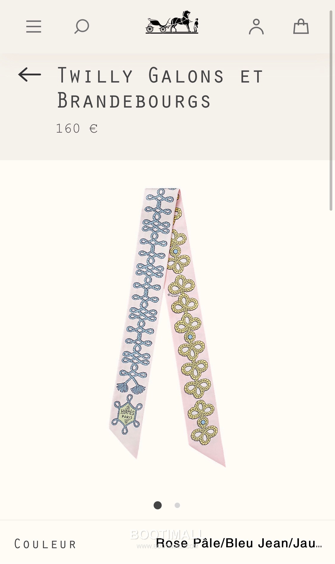 Hermes Etriers et Brandebourgs Silk Twill Double Sided Twilly Scarf 100% Silk Print Scarf 에르메스 에트리에 브란덴부르 실크 트윌 더블사이드 트윌리 스카프 PHMS2168 86cm 1