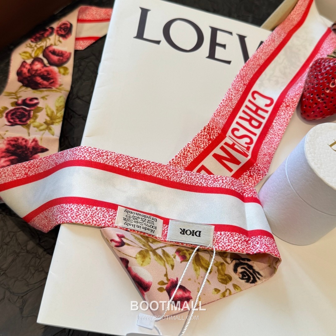 Dior Floral Silk Double Layer Twilly Scarf 100% Silk Print Scarf 디올 플로럴 실크 더블레이어 트윌리 스카프 100cm 7