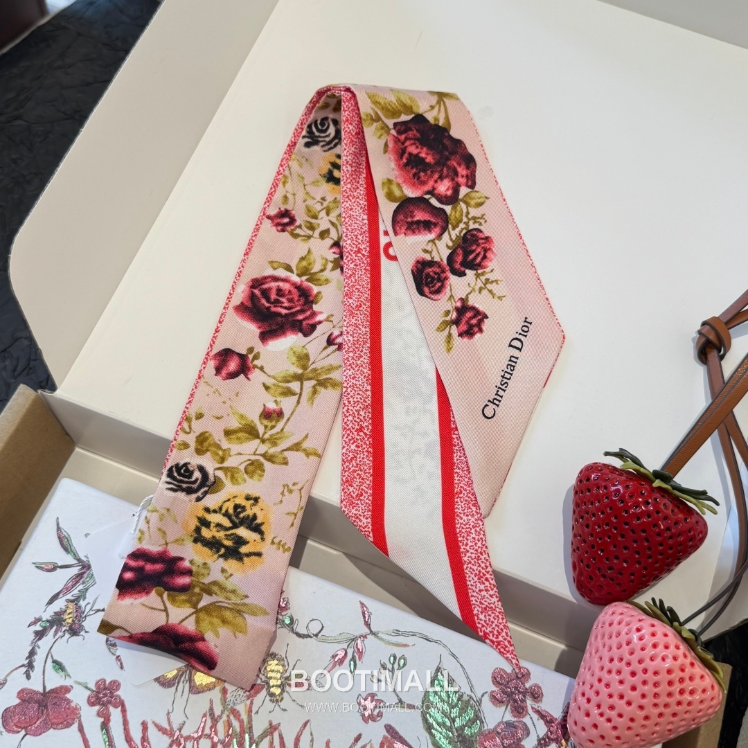 Dior Floral Silk Double Layer Twilly Scarf 100% Silk Print Scarf 디올 플로럴 실크 더블레이어 트윌리 스카프 100cm 9