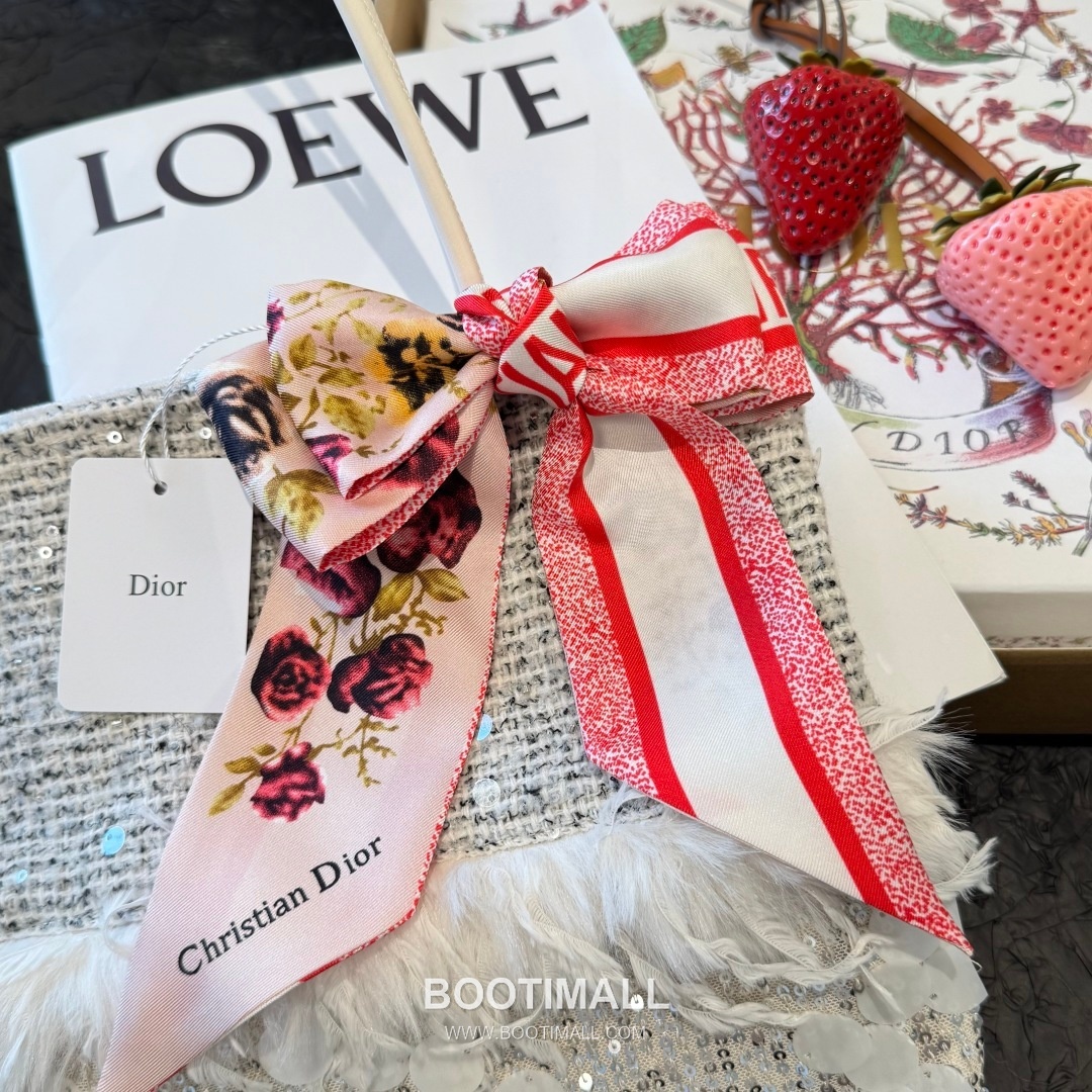 Dior Floral Silk Double Layer Twilly Scarf 100% Silk Print Scarf 디올 플로럴 실크 더블레이어 트윌리 스카프 100cm 11