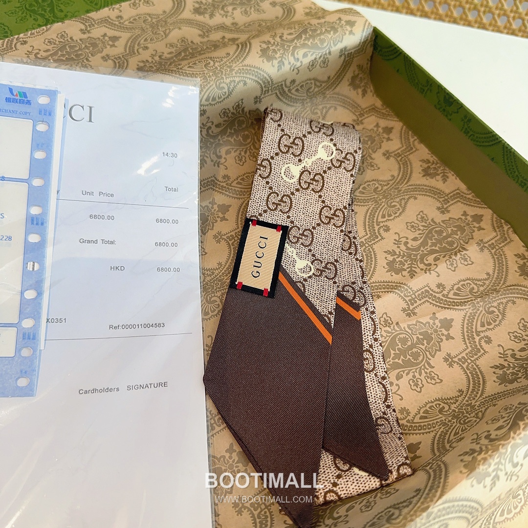 Gucci GG Horsebit Silk Twilly Scarf with Logo Print 구찌 GG 홀스빗 실크 트윌리 스카프 로고 프린트 90cm 4