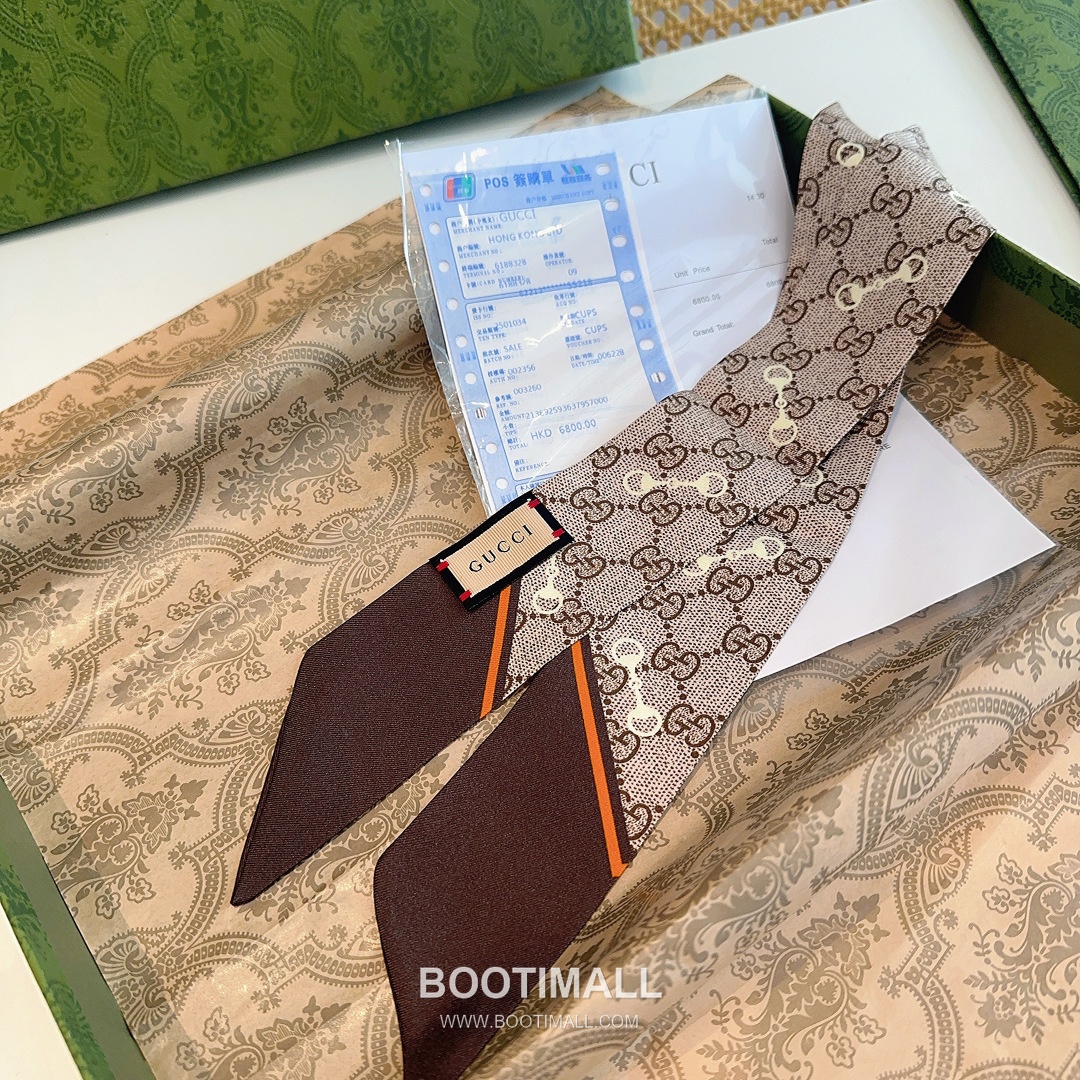 Gucci GG Horsebit Silk Twilly Scarf with Logo Print 구찌 GG 홀스빗 실크 트윌리 스카프 로고 프린트 90cm 10