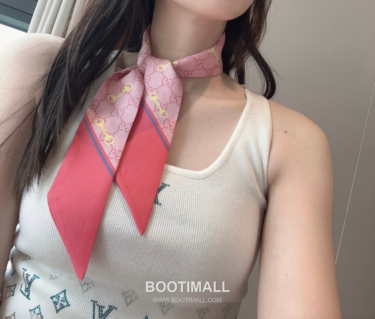 Gucci GG Horsebit Silk Twilly Scarf with Logo Print 구찌 GG 홀스빗 실크 트윌리 스카프 로고 프린트 90cm 1