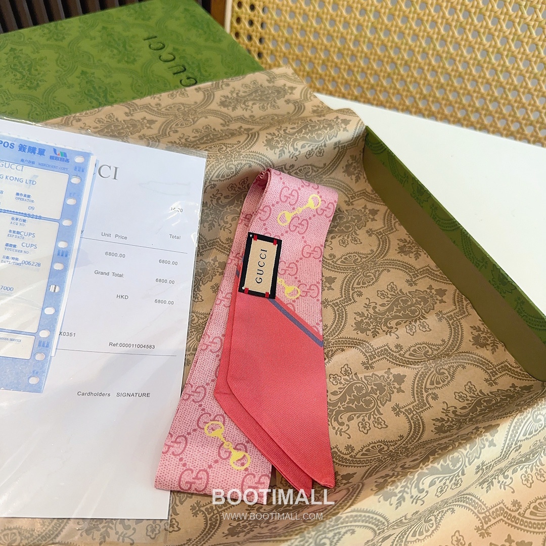 Gucci GG Horsebit Silk Twilly Scarf with Logo Print 구찌 GG 홀스빗 실크 트윌리 스카프 로고 프린트 90cm 4