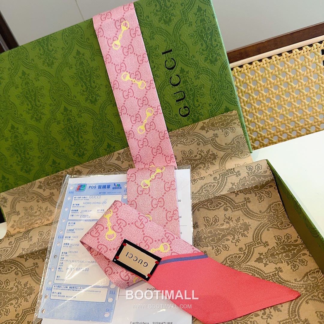 Gucci GG Horsebit Silk Twilly Scarf with Logo Print 구찌 GG 홀스빗 실크 트윌리 스카프 로고 프린트 90cm 11