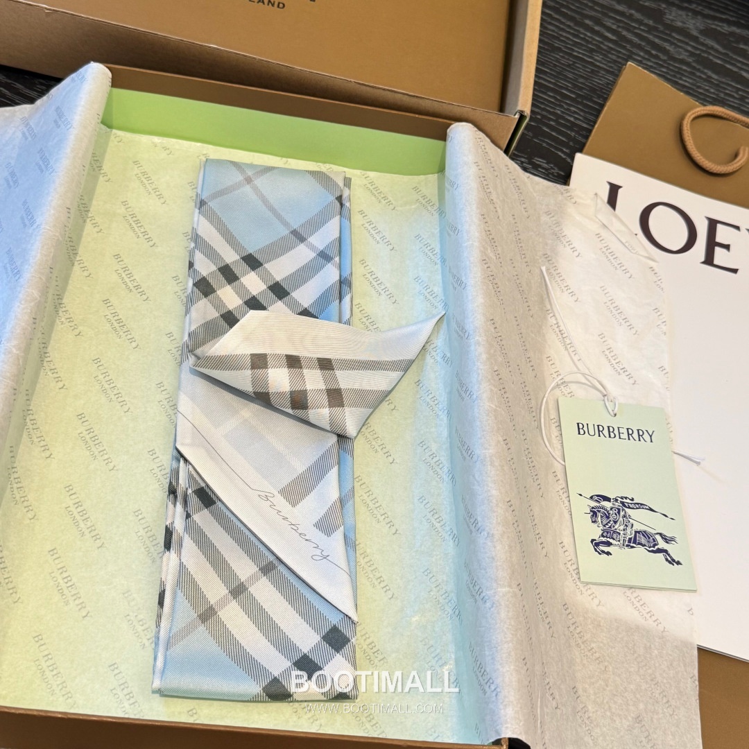 Burberry Vintage Check Stripe Silk Twill Narrow Scarf 100% Silk Double Layer Print Scarf 버버리 빈티지 체크 스트라이프 실크 트윌 슬림 스카프 180cm 3