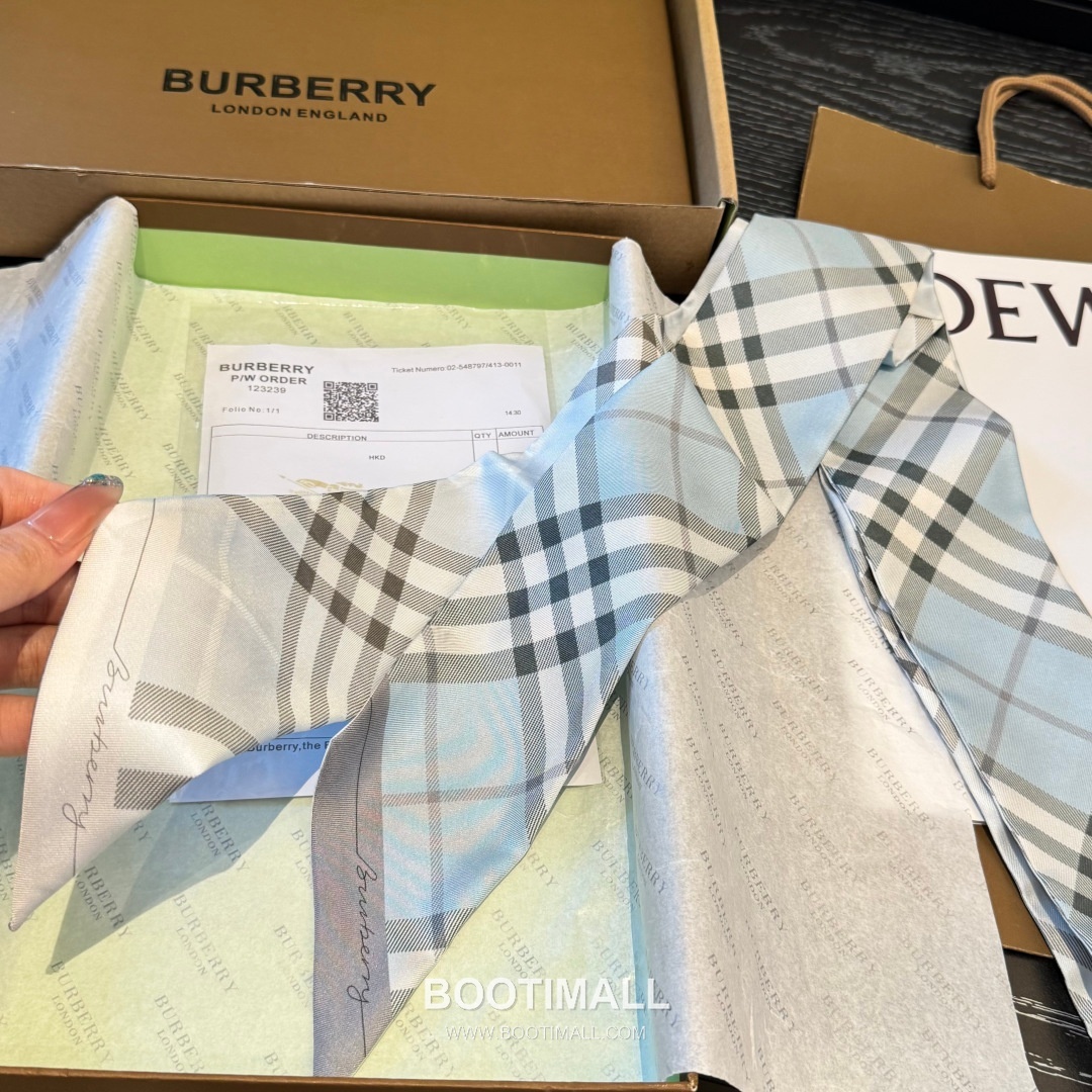 Burberry Vintage Check Stripe Silk Twill Narrow Scarf 100% Silk Double Layer Print Scarf 버버리 빈티지 체크 스트라이프 실크 트윌 슬림 스카프 180cm 4