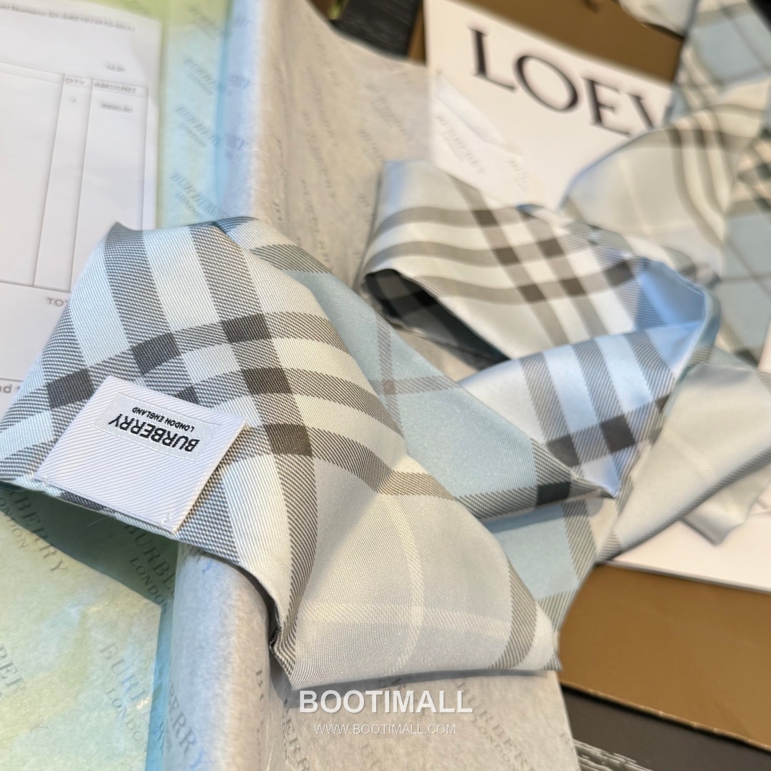 Burberry Vintage Check Stripe Silk Twill Narrow Scarf 100% Silk Double Layer Print Scarf 버버리 빈티지 체크 스트라이프 실크 트윌 슬림 스카프 180cm 6