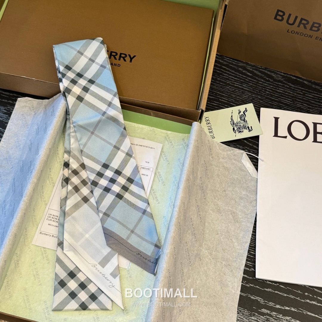 Burberry Vintage Check Stripe Silk Twill Narrow Scarf 100% Silk Double Layer Print Scarf 버버리 빈티지 체크 스트라이프 실크 트윌 슬림 스카프 180cm 8