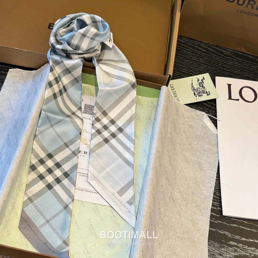Burberry Vintage Check Stripe Silk Twill Narrow Scarf 100% Silk Double Layer Print Scarf 버버리 빈티지 체크 스트라이프 실크 트윌 슬림 스카프 180cm 9