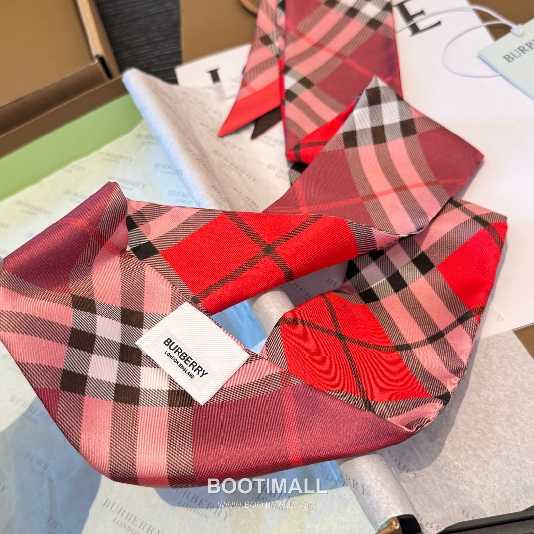 Burberry Vintage Check Stripe Silk Twill Narrow Scarf 100% Silk Double Layer Print Scarf 버버리 빈티지 체크 스트라이프 실크 트윌 슬림 스카프 180cm 5
