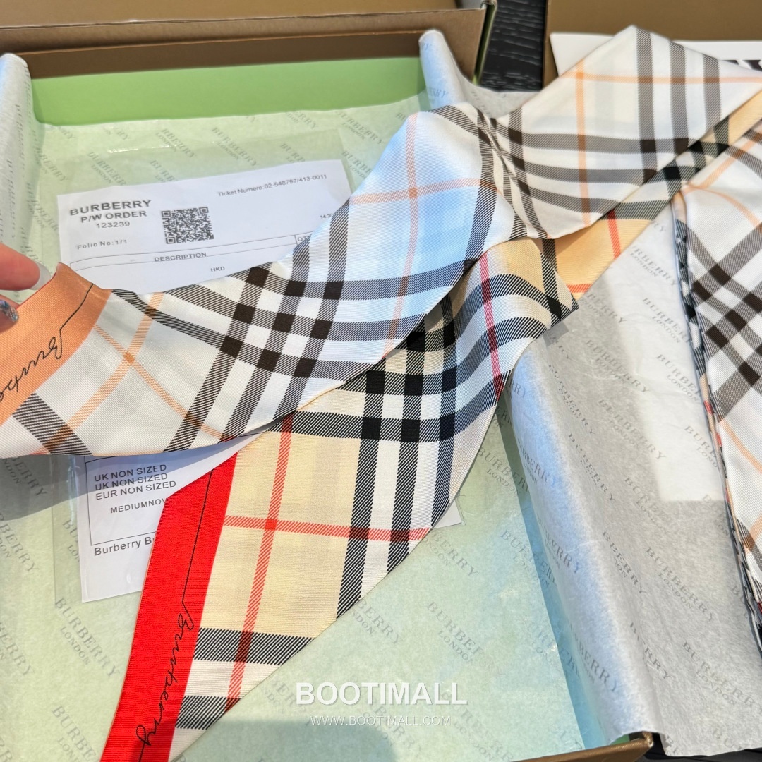 Burberry Vintage Check Stripe Silk Twill Narrow Scarf 100% Silk Double Layer Print Scarf 버버리 빈티지 체크 스트라이프 실크 트윌 슬림 스카프 180cm 4