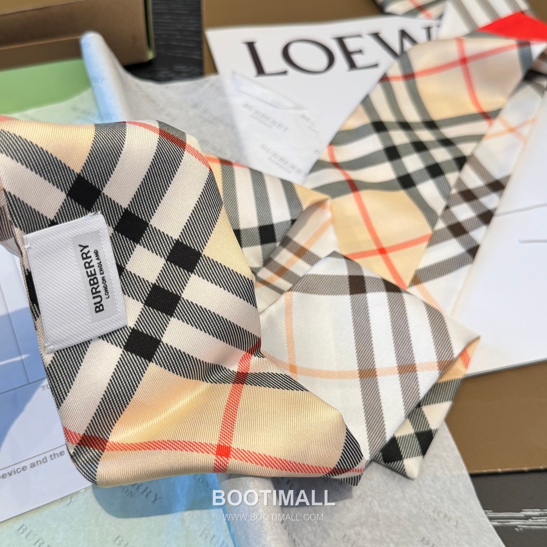 Burberry Vintage Check Stripe Silk Twill Narrow Scarf 100% Silk Double Layer Print Scarf 버버리 빈티지 체크 스트라이프 실크 트윌 슬림 스카프 180cm 6
