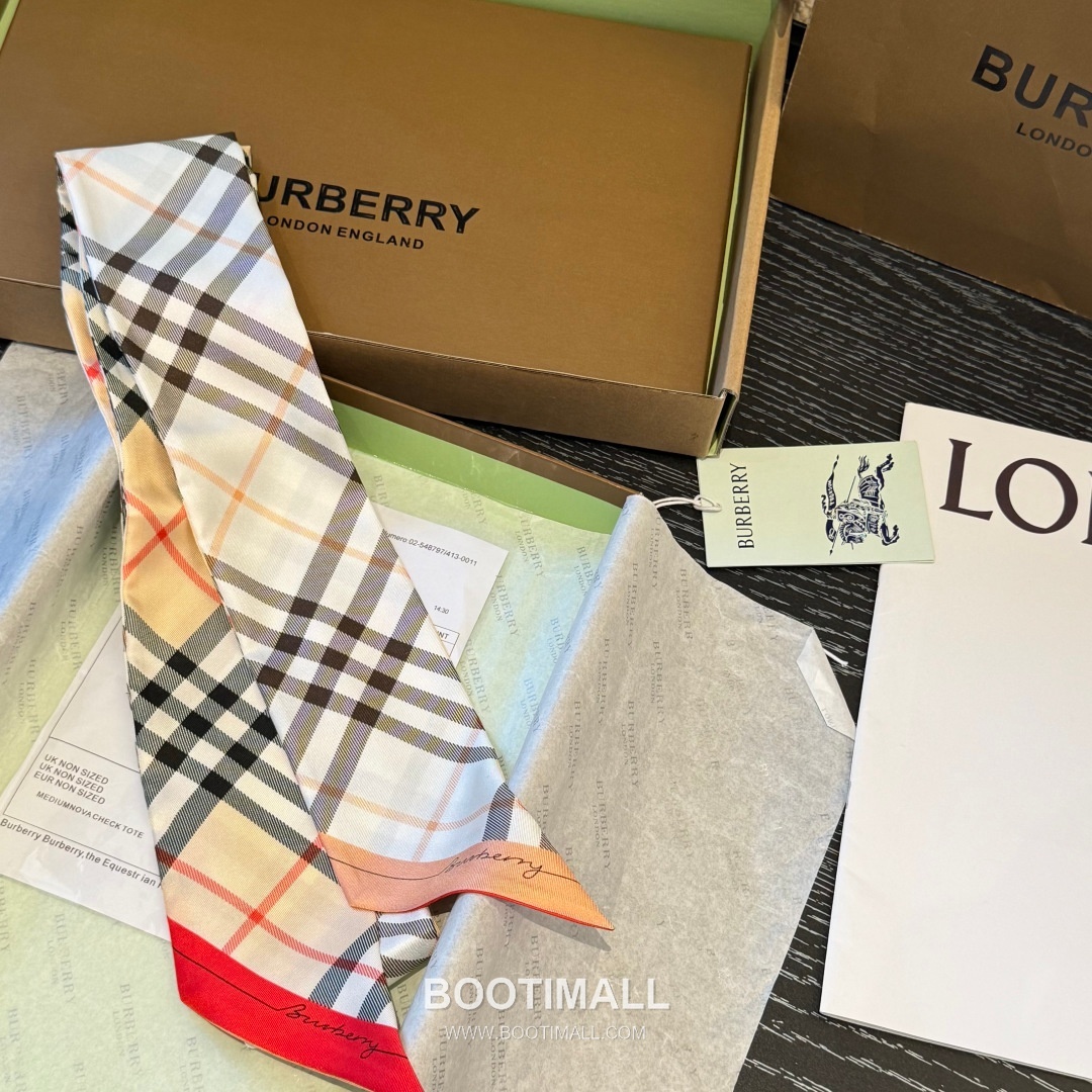 Burberry Vintage Check Stripe Silk Twill Narrow Scarf 100% Silk Double Layer Print Scarf 버버리 빈티지 체크 스트라이프 실크 트윌 슬림 스카프 180cm 7
