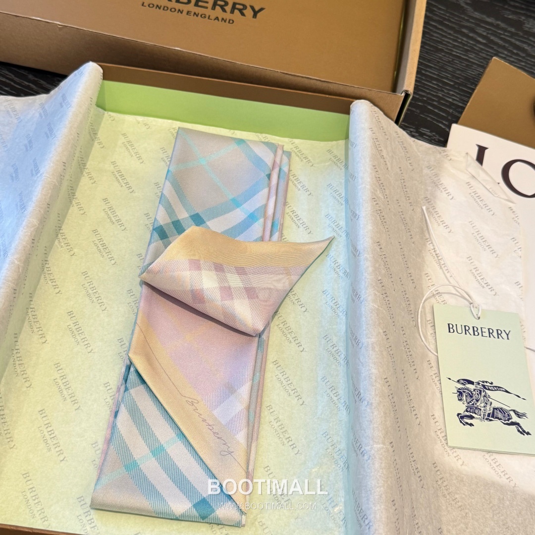 Burberry Vintage Check Stripe Silk Twill Narrow Scarf 100% Silk Double Layer Print Scarf 버버리 빈티지 체크 스트라이프 실크 트윌 슬림 스카프 180cm 4