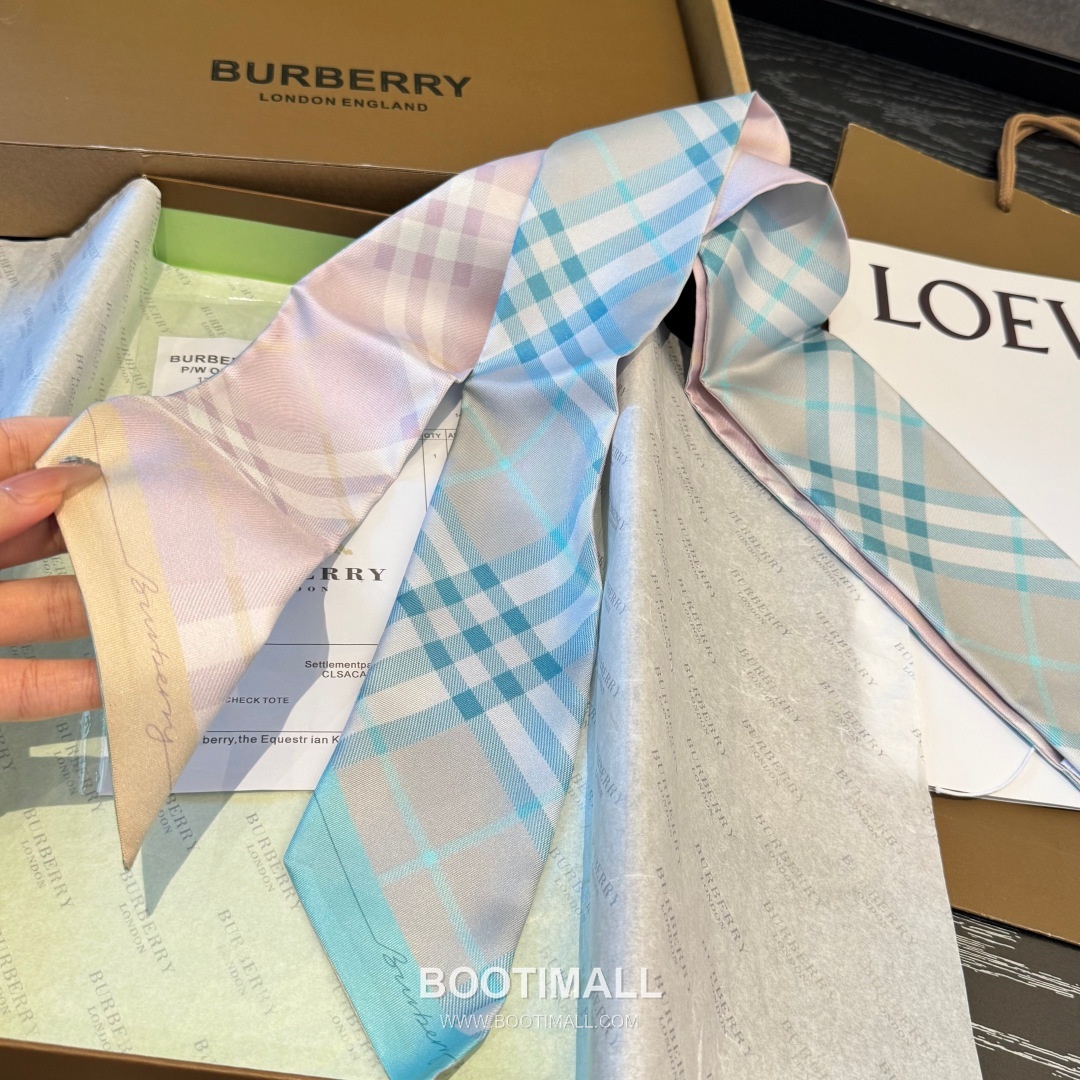 Burberry Vintage Check Stripe Silk Twill Narrow Scarf 100% Silk Double Layer Print Scarf 버버리 빈티지 체크 스트라이프 실크 트윌 슬림 스카프 180cm 5