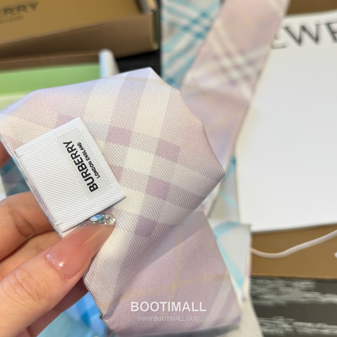 Burberry Vintage Check Stripe Silk Twill Narrow Scarf 100% Silk Double Layer Print Scarf 버버리 빈티지 체크 스트라이프 실크 트윌 슬림 스카프 180cm 6
