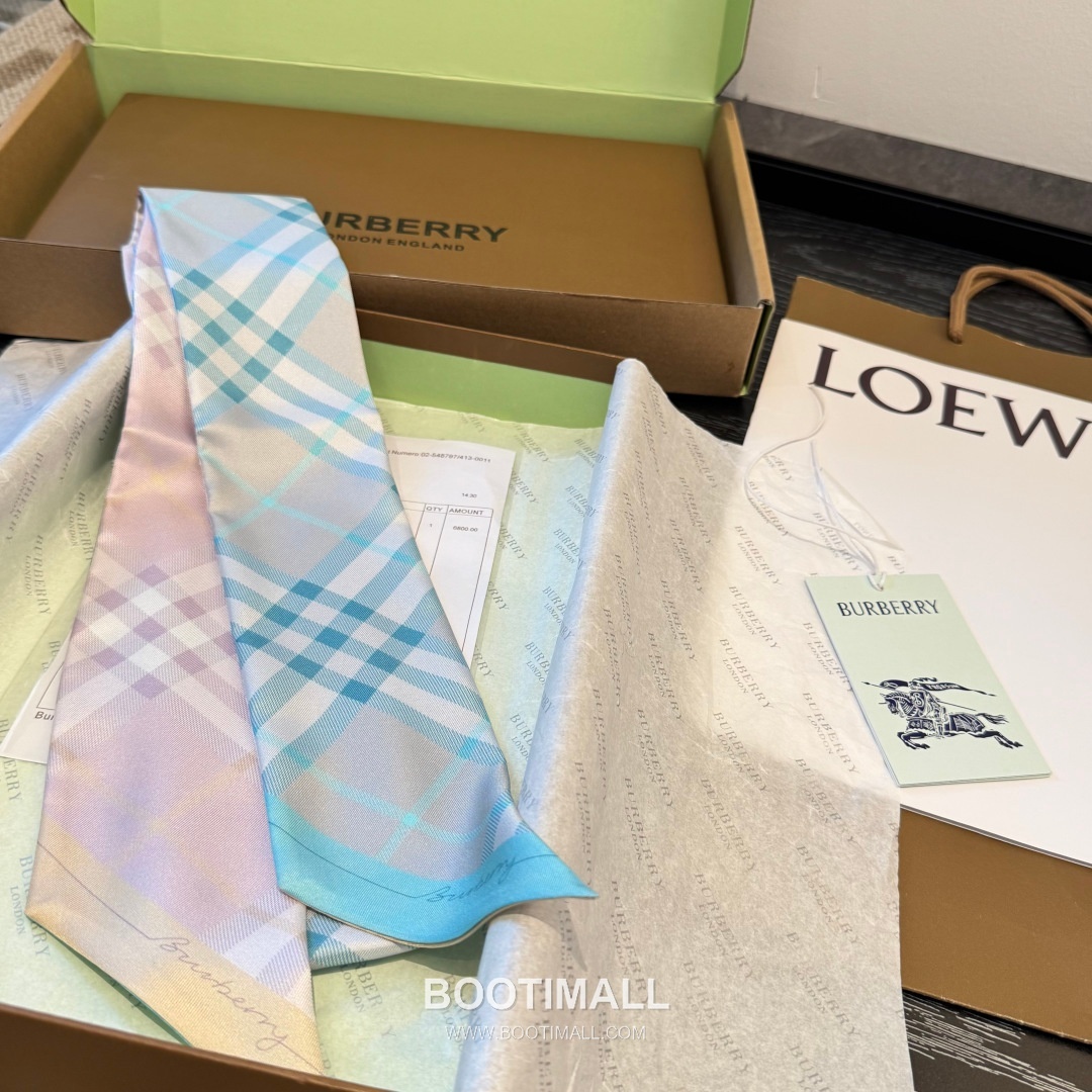 Burberry Vintage Check Stripe Silk Twill Narrow Scarf 100% Silk Double Layer Print Scarf 버버리 빈티지 체크 스트라이프 실크 트윌 슬림 스카프 180cm 8