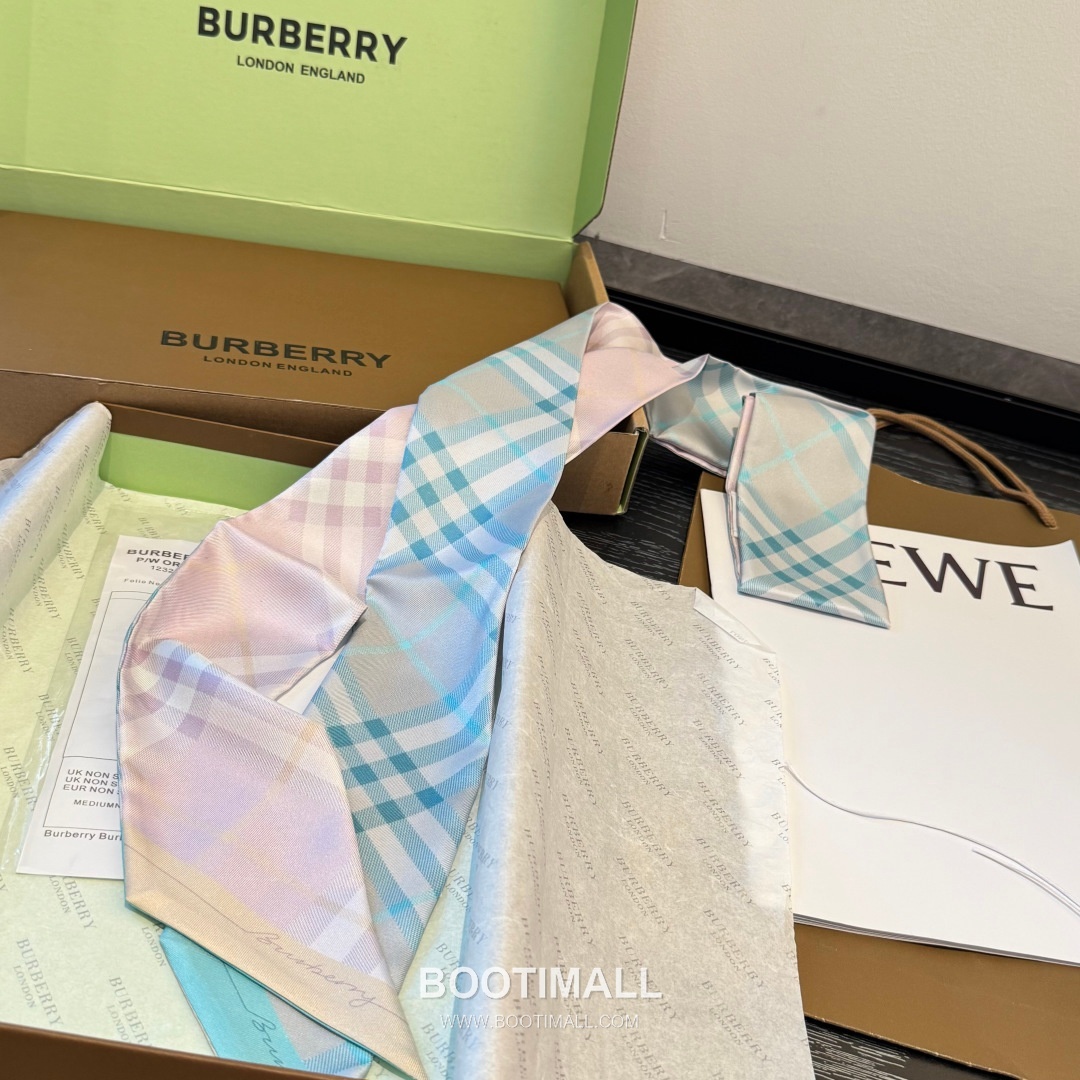 Burberry Vintage Check Stripe Silk Twill Narrow Scarf 100% Silk Double Layer Print Scarf 버버리 빈티지 체크 스트라이프 실크 트윌 슬림 스카프 180cm 9