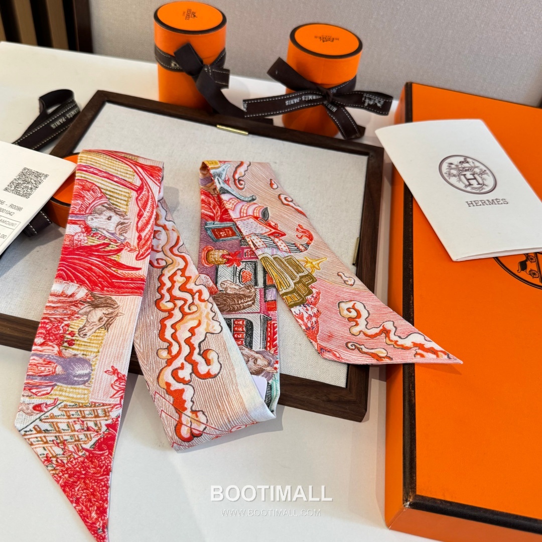 Hermes City of Light Silk Twill Double Sided Twilly Scarf 100% Silk Print Scarf 에르메스 시티 오브 라이트 실크 트윌 더블사이드 트윌리 스카프 86cm 8