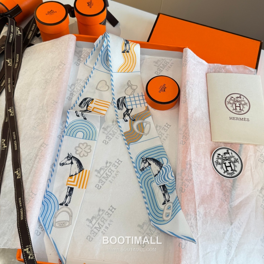 Hermes Pop Horse Silk Twill Double Sided Twilly Scarf 100% Silk Print Scarf 에르메스 팝 홀스 실크 트윌 더블사이드 트윌리 스카프 86cm 9