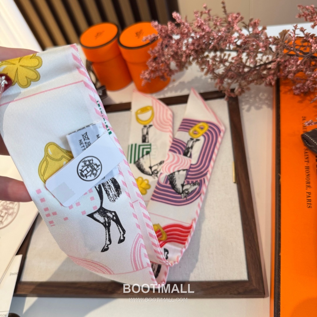 Hermes Pop Horse Silk Twill Double Sided Twilly Scarf 100% Silk Print Scarf 에르메스 팝 홀스 실크 트윌 더블사이드 트윌리 스카프 86cm 6