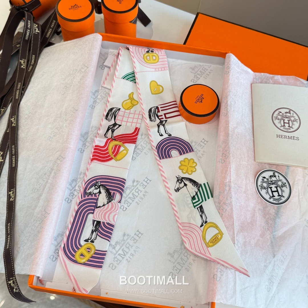 Hermes Pop Horse Silk Twill Double Sided Twilly Scarf 100% Silk Print Scarf 에르메스 팝 홀스 실크 트윌 더블사이드 트윌리 스카프 86cm 9