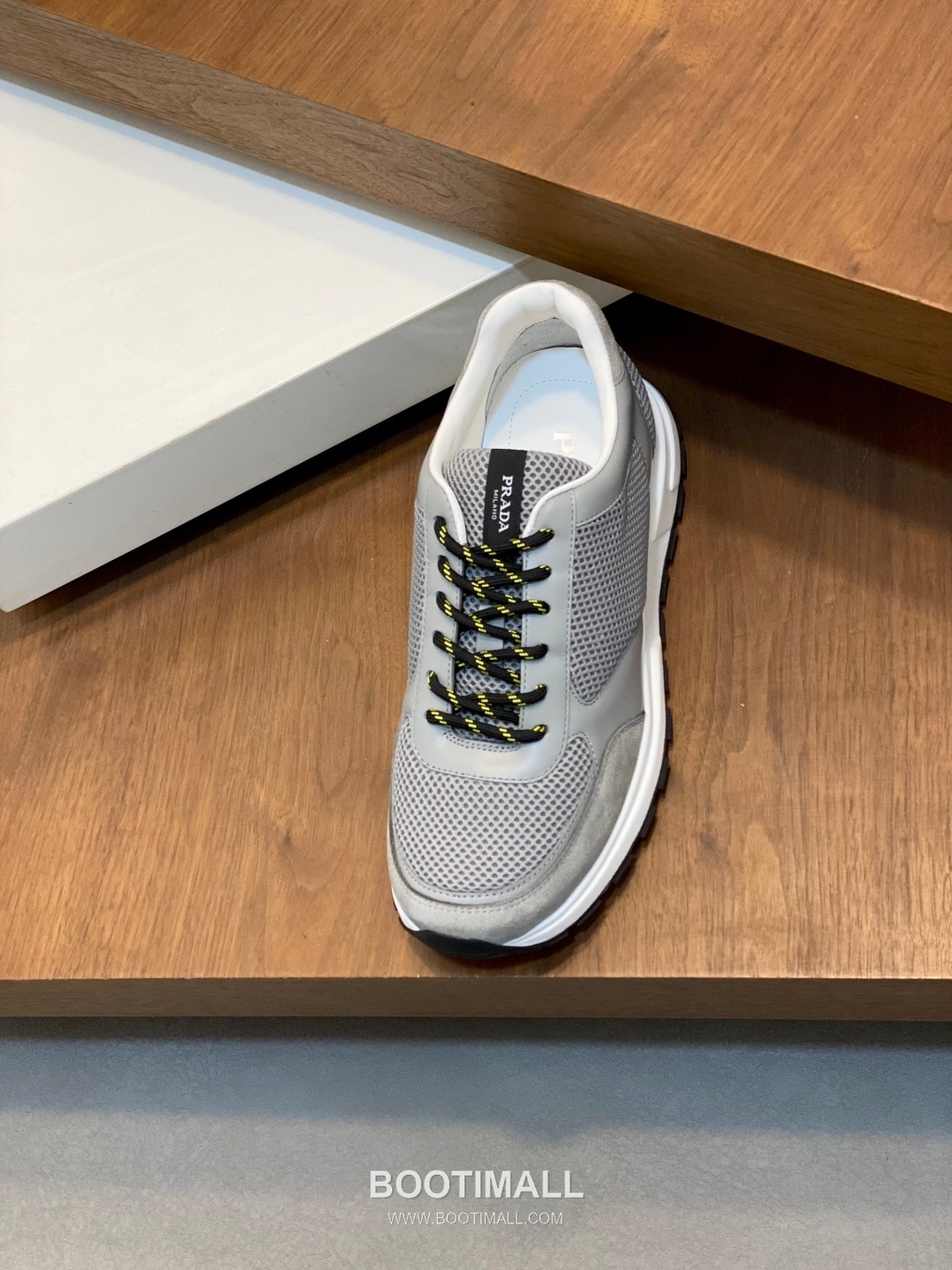 Prada Calfskin Leather Geometric Stitch Sneakers with Prada Milano Logo Lace Detail Rubber Sole 프라다 카프스킨 레더 지오메트릭 스티치 스니커즈 프라다 밀라노 로고 레이스 디테일 러버솔 7F03041 2.5cm 6