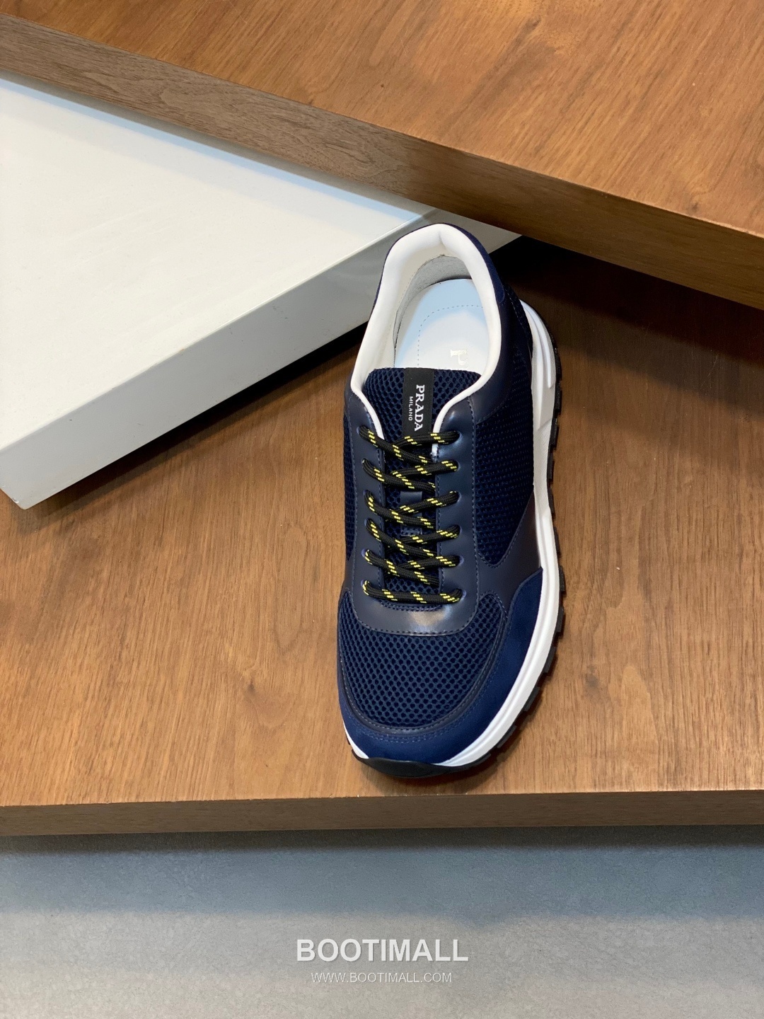 Prada Calfskin Leather Geometric Stitch Sneakers with Prada Milano Logo Lace Detail Rubber Sole 프라다 카프스킨 레더 지오메트릭 스티치 스니커즈 프라다 밀라노 로고 레이스 디테일 러버솔 7F03041 2.5cm 6