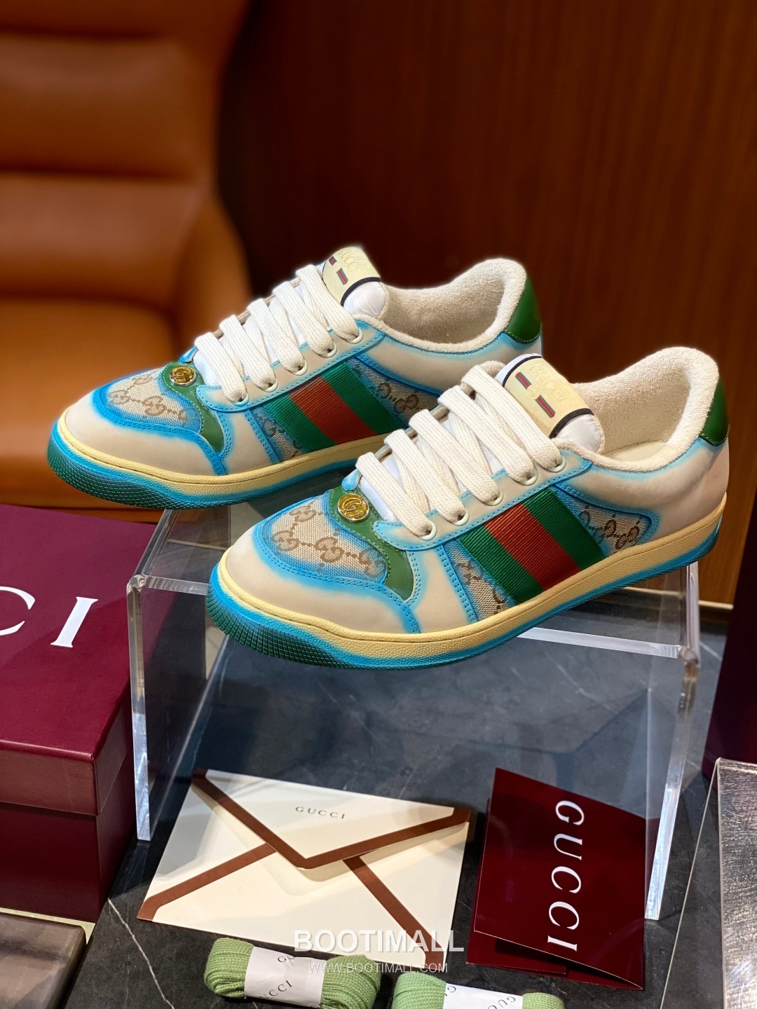 Gucci Screener Distressed Sheepskin Leather Low Sneakers with Vintage Effect Rubber Sole 구찌 스크리너 디스트레스드 쉽스킨 레더 로우 스니커즈 빈티지 이펙트 러버솔 3cm 1