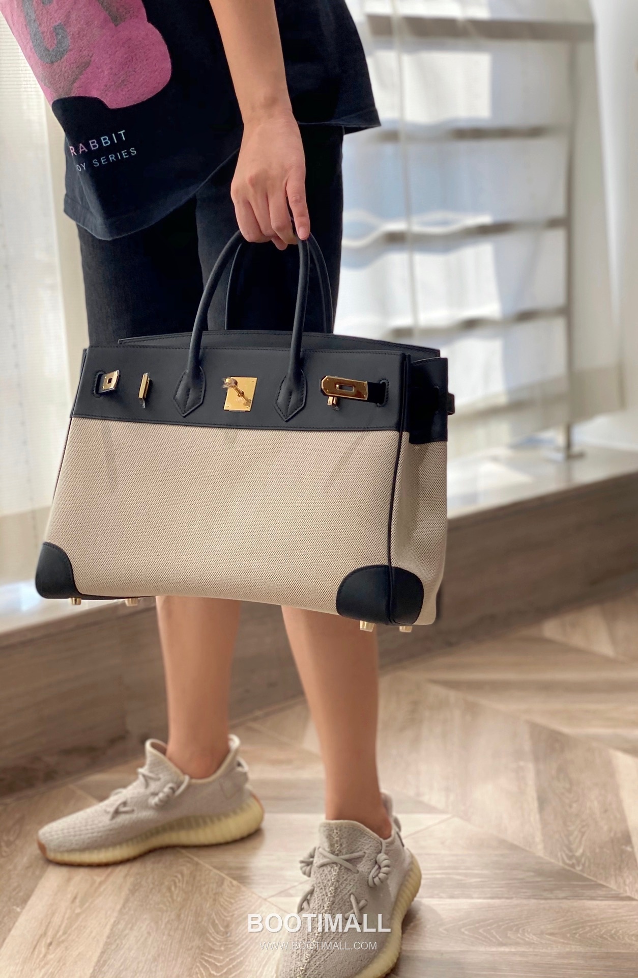 Hermes Birkin 35 Swift Leather Canvas Tote Bag with Flap Lock Detail 에르메스 버킨 35 스위프트 레더 캔버스 토트백 플랩락 12110013 35cm 1