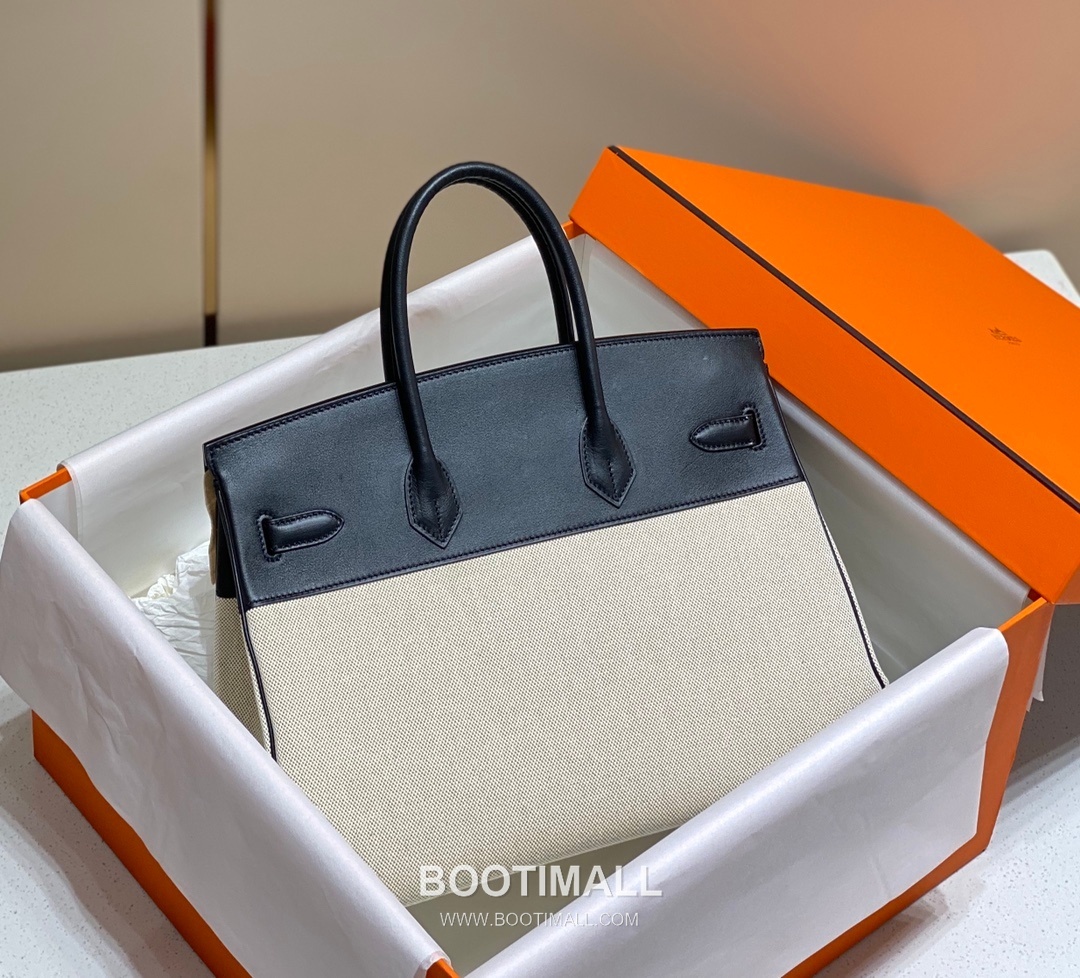 Hermes Birkin 35 Swift Leather Canvas Tote Bag with Flap Lock Detail 에르메스 버킨 35 스위프트 레더 캔버스 토트백 플랩락 12110013 35cm 11