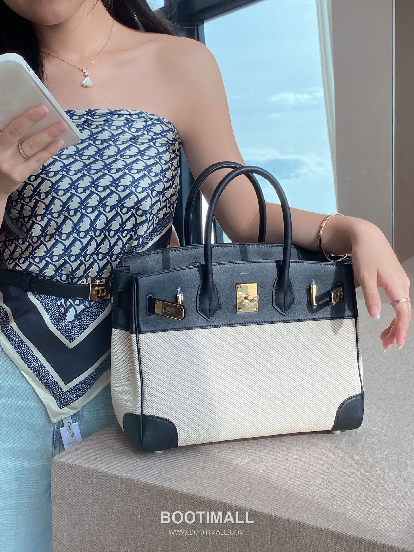 Hermes Birkin 30 Swift Leather Canvas Tote Bag with Flap Lock Detail 에르메스 버킨 30 스위프트 레더 캔버스 토트백 플랩락 12105018 30cm 2