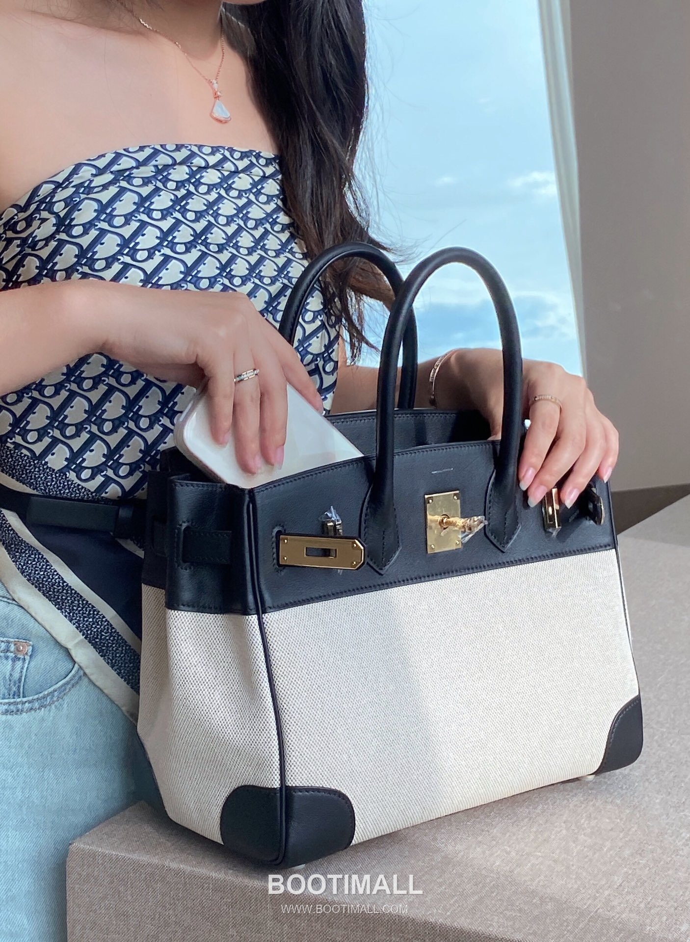 Hermes Birkin 30 Swift Leather Canvas Tote Bag with Flap Lock Detail 에르메스 버킨 30 스위프트 레더 캔버스 토트백 플랩락 12105018 30cm 3